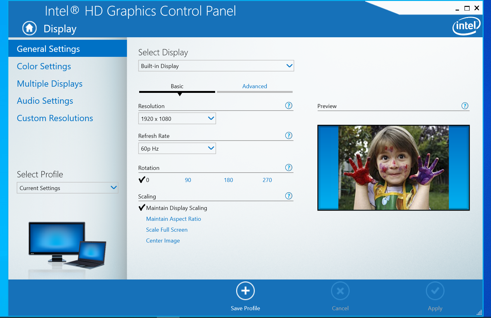 Intel HD Graphics Control Panel