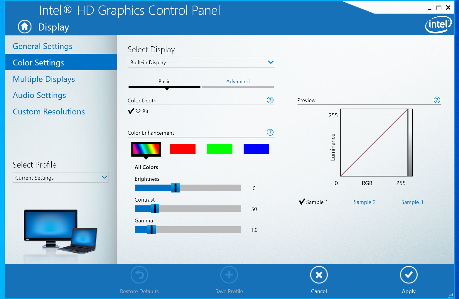 Intel HD Graphics Control Panel