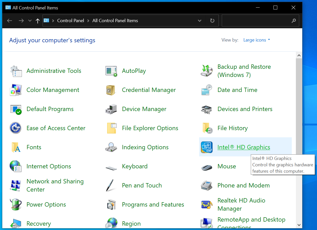 Intel HD Graphics Control Panel